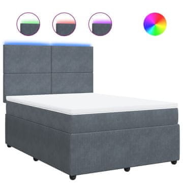 Vidaxl Box spring postelja z vzmetnico temno siva 140x200 cm žamet