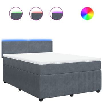 Vidaxl Box spring posteljni z vzmetnico temno siv 140x190 cm žamet