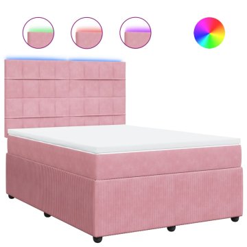 Vidaxl Box spring postelja z vzmetnico roza 160x200 cm žamet
