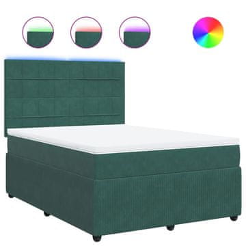 Vidaxl Box spring postelja z vzmetnico temno zelena 160x200 cm žamet