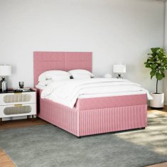 Vidaxl Box spring postelja z vzmetnico roza 160x200 cm žamet