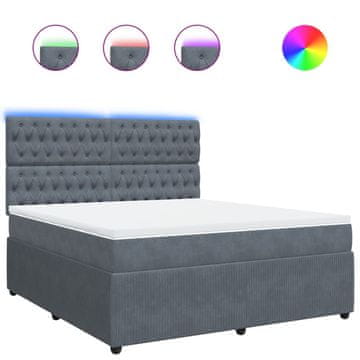 Vidaxl Box spring postelja z vzmetnico temno siva 180x200 cm žamet