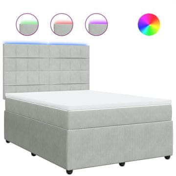 Vidaxl Box spring postelja z vzmetnico svetlo siva 160x200 cm žamet