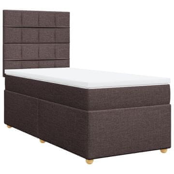Vidaxl Box spring postelja z vzmetnico temno rjava 80x200 cm blago