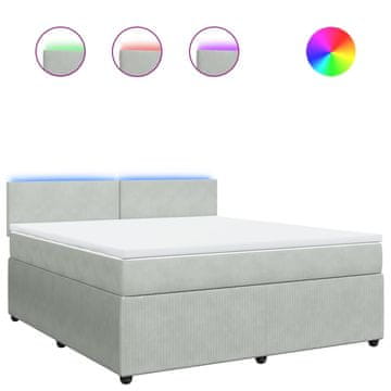 Vidaxl Box spring postelja z vzmetnico svetlo siva 180x200 cm žamet