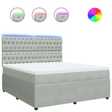 Vidaxl Box spring postelja z vzmetnico svetlo siva 180x200 cm žamet