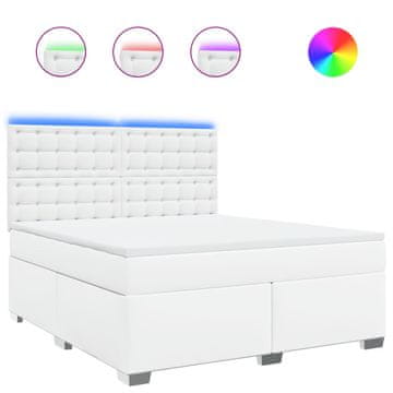 Vidaxl Box spring postelja z vzmetnico bela 180x200 cm umetno usnje