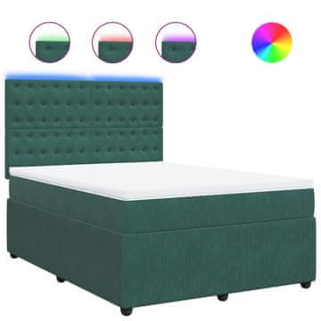 Vidaxl Box spring postelja z vzmetnico temno zelena 140x200 cm žamet