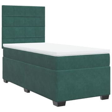 Vidaxl Box spring postelja z vzmetnico temno zelena 90x200 cm žamet