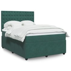 Vidaxl Box spring postelja z vzmetnico temno zelena 160x200 cm žamet