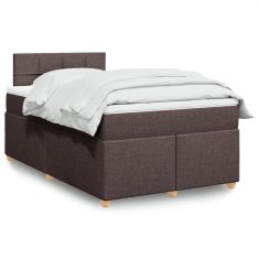 Vidaxl Box spring postelja z vzmetnico temno rjav 120x200 cm blago