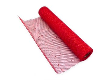 LAALU.cz Roli mreže z bleščicami rdeče barve 36 cm x 5 m