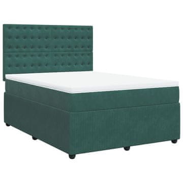 Vidaxl Box spring postelja z vzmetnico temno zelena 140x200 cm žamet