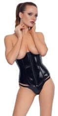 Erotic Collection Amelia L Black Level steznik iz vinila z odprtimi prsi