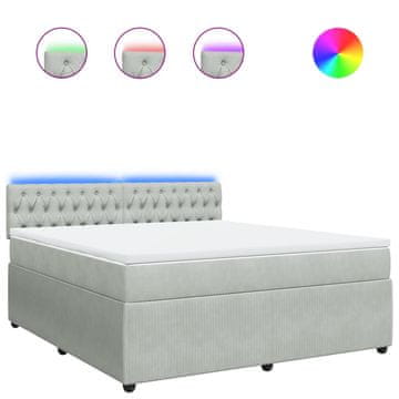 Vidaxl Box spring postelja z vzmetnico svetlo siva 180x200 cm žamet