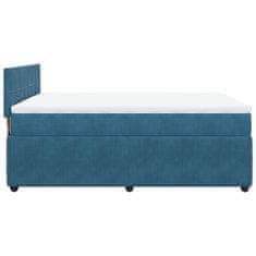 Vidaxl Box spring postelja z vzmetnico modra 140x200 cm žamet