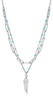 Viceroy Dvojna jeklena ogrlica s peresom Kiss 75308C01000