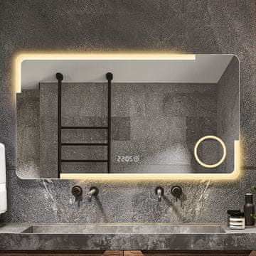 S6 Steklarstvo Šest LED ogledalo S62A, 120x60cm, s povečevalnim ogledalom, 3 barve LED, dimmer, funkcija proti rosenju,