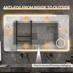 S6 Steklarstvo Šest LED ogledalo S62A, 120x60cm, s povečevalnim ogledalom, 3 barve LED, dimmer, funkcija proti rosenju, 