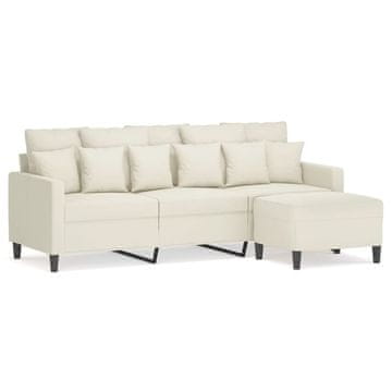 Vidaxl Trosed s stolčkom za noge krem 180 cm žamet
