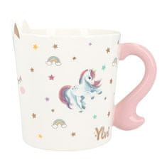 Hrneček ve tvaru jednorožce Ylvi, S potiskem a nápisem: Be happy like a unicorn., 300 ml