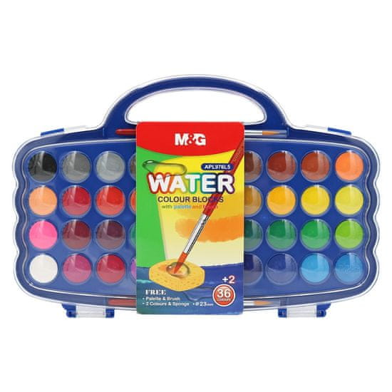 M&G Vodene barve 38 barv (23 mm) + paleta in čopič
