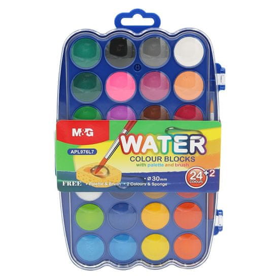 M&G Vodene barve 26 barv (23 mm) + paleta in čopič