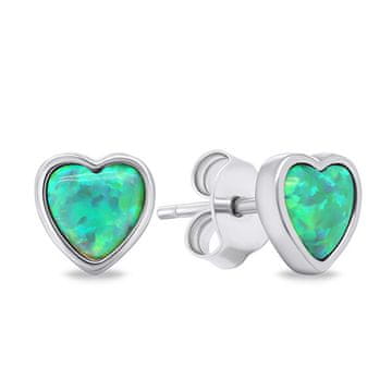Brilio Silver Nežni srebrni uhani Srca s sintetičnimi opali EA610WG