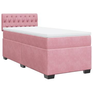 Vidaxl Box spring postelja z vzmetnico roza 100x200 cm žamet