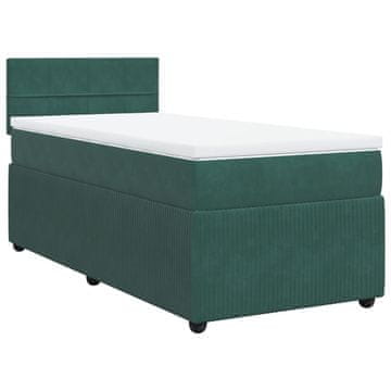 Vidaxl Box spring postelja z vzmetnico temno zelen 90x190 cm žamet