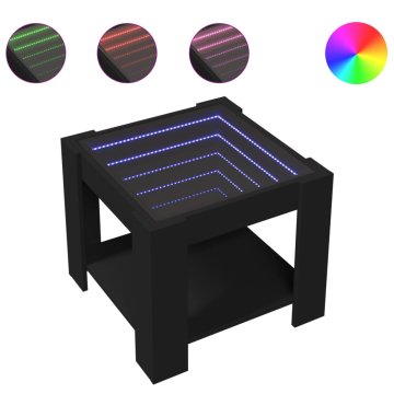 Vidaxl Klubska mizica z LED diodami črna 53x53x45 inženirski les