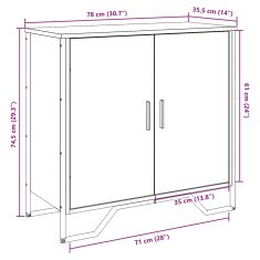 Vidaxl Komoda rjav hrast 78x35,5x74,5 cm inženirski les