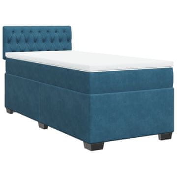 Vidaxl Box spring postelja z vzmetnico temno moder 90x190 cm žamet