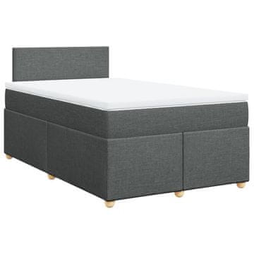 Vidaxl Box spring postelja z vzmetnico temno siva 120x200 cm blago