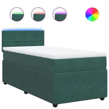 Vidaxl Box spring postelja z vzmetnico temno zelena 100x200 cm žamet