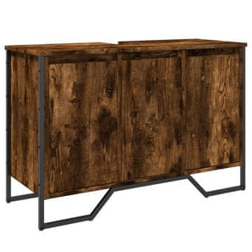 Vidaxl Omarica za umivalnik dimljeni hrast 91x35x60 cm inženirski les