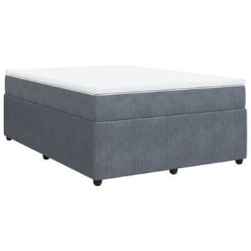 Vidaxl Box spring postelja z vzmetnico temno siva 140x200 cm žamet