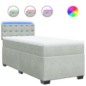 Vidaxl Box spring postelja z vzmetnico svetlo siva 90x200 cm žamet