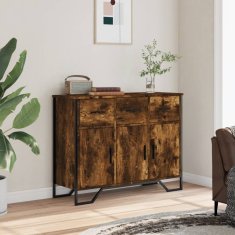 Vidaxl Komoda dimljeni hrast 97x32,5x74,5 cm inženirski les
