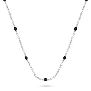 Brilio Silver Srebrna ogrlica s črnimi perlami NCL112WBC
