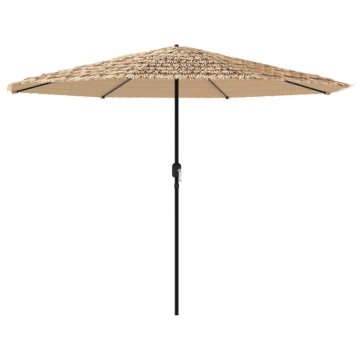Vidaxl Vrtni senčnik z LED in z jeklenim drogom rjav 388x388x248 cm