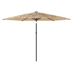 Vidaxl Vrtni senčnik z LED in z jeklenim drogom rjav 288x288x225 cm