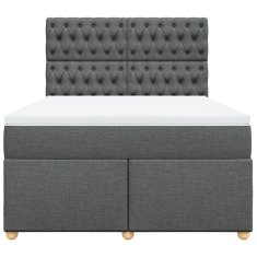 Vidaxl Box spring posteljni z vzmetnico temno siv 140x190 cm blago
