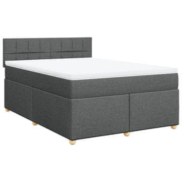 Vidaxl Box spring posteljni z vzmetnico temno siv 140x190 cm blago