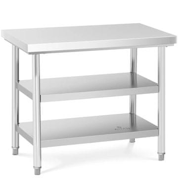 Royal Catering Delovni pult iz jekla, 2 police, 100 x 60 cm, do 600 kg