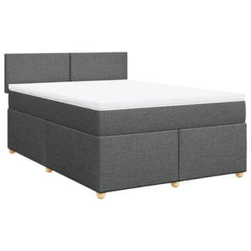 Vidaxl Box spring postelja z vzmetnico temno siva 140x200 cm blago