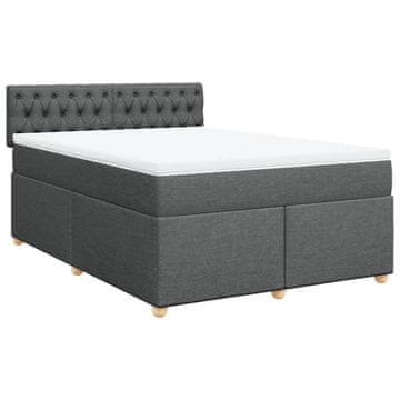 Vidaxl Box spring postelja z vzmetnico temno siva 140x200 cm blago
