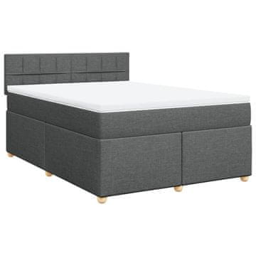Vidaxl Box spring postelja z vzmetnico temno siva 140x200 cm blago