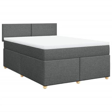 Vidaxl Box spring posteljni z vzmetnico temno siv 140x190 cm blago