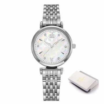 Shengke Ženska ročna ura Pearl Silver